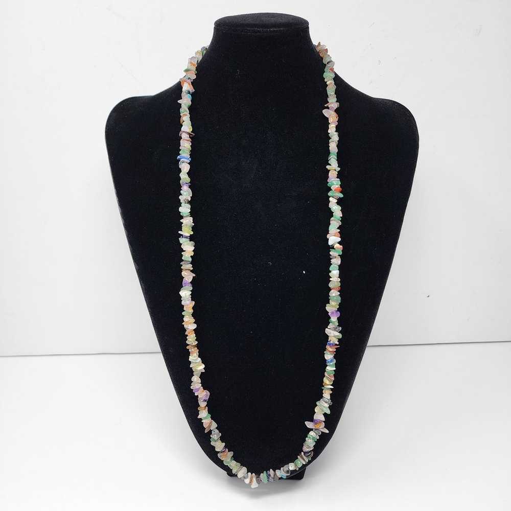 34" Multicolor Polished Stone Necklace - image 6