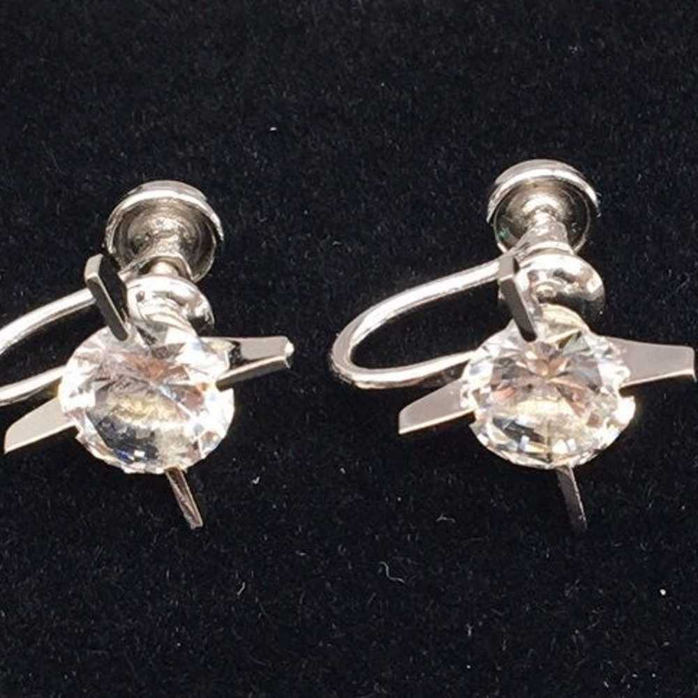 Vintage white topaz screw on earrings - image 1