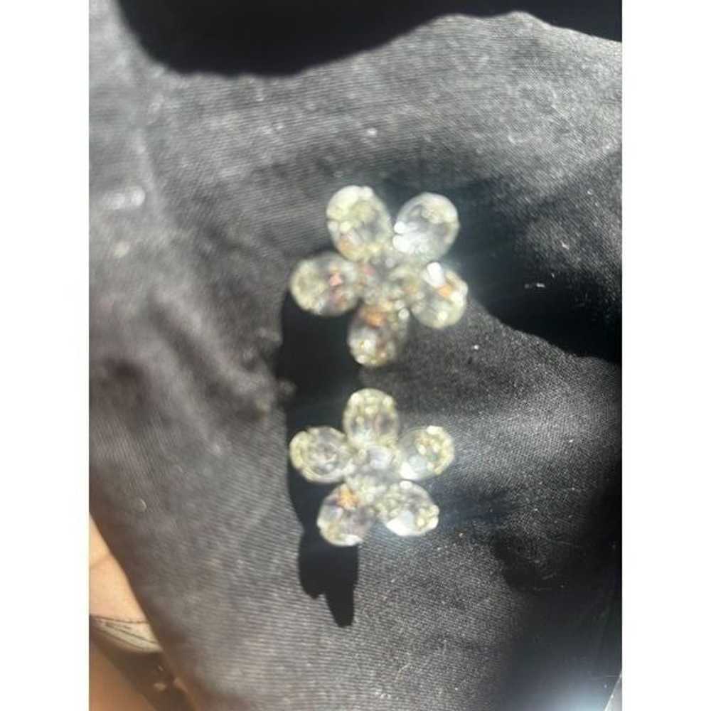 Vintage crystal earring silver earrings flower 6 … - image 1