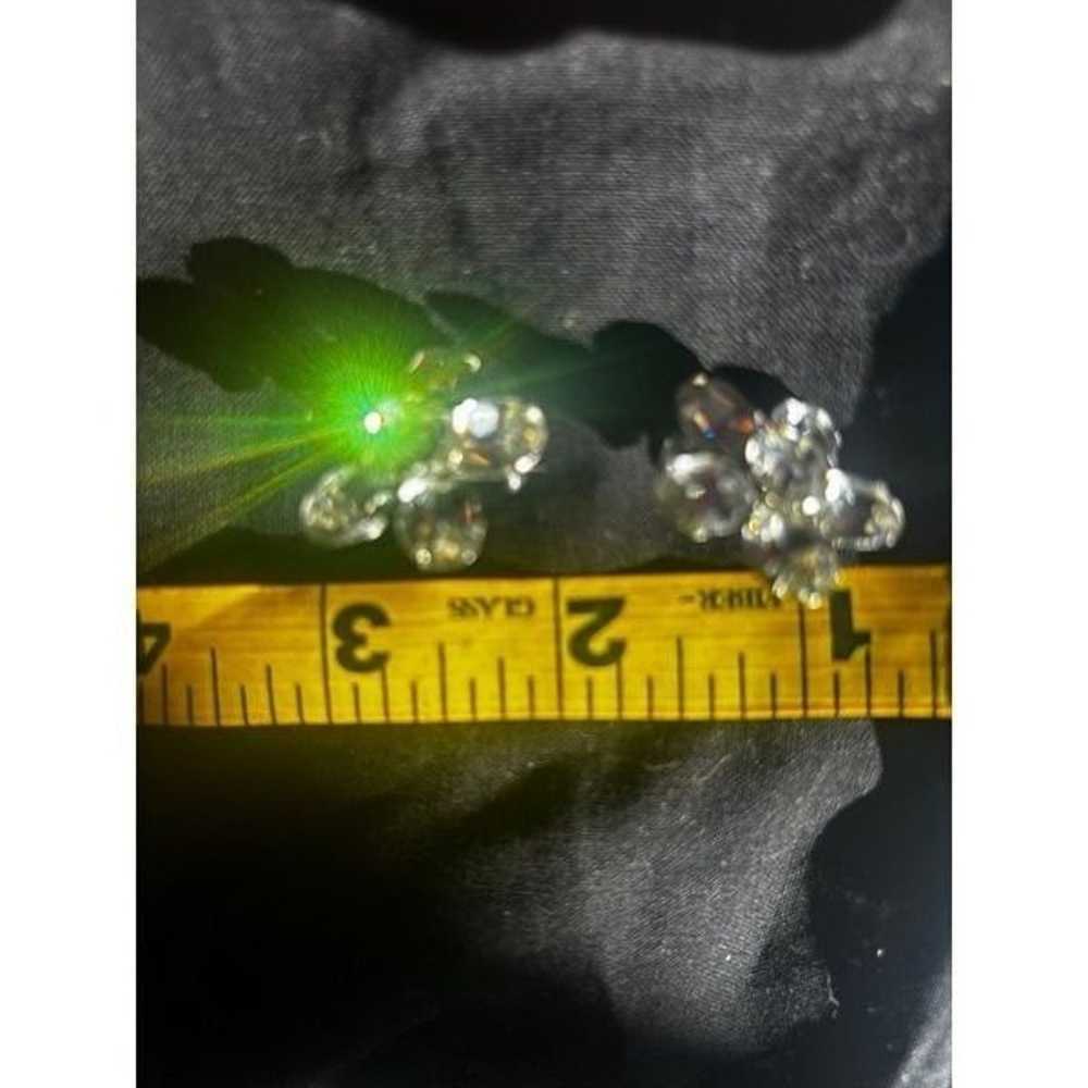 Vintage crystal earring silver earrings flower 6 … - image 3