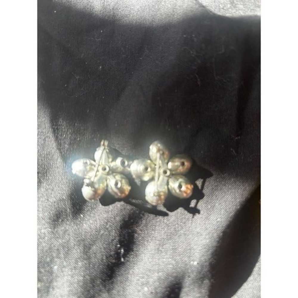 Vintage crystal earring silver earrings flower 6 … - image 4