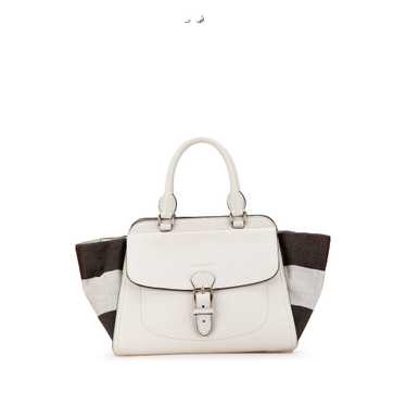 White Burberry Mega Check Trimmed Leather Harcour… - image 1