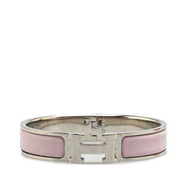 Pink Hermès Narrow Enamel Clic H Bracelet