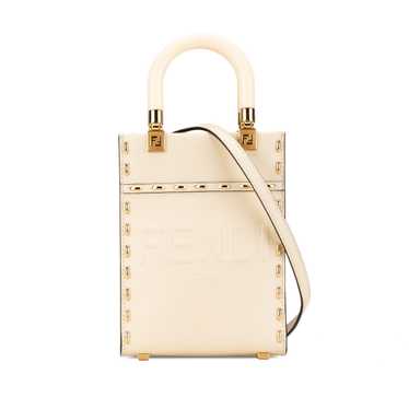 White Fendi Mini Leather Sunshine Shopper Tote Sat