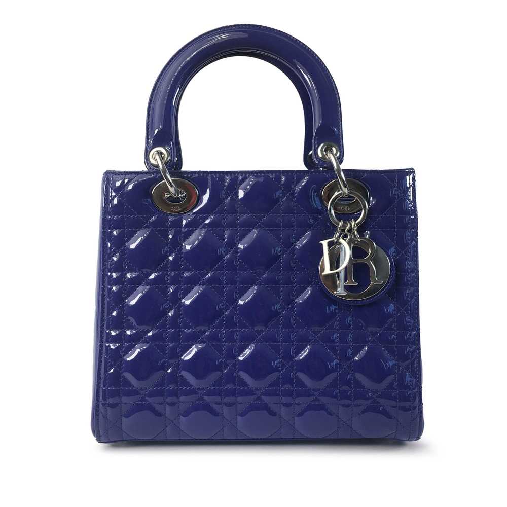 Blue Dior Medium Patent Cannage Lady Dior Satchel - image 1