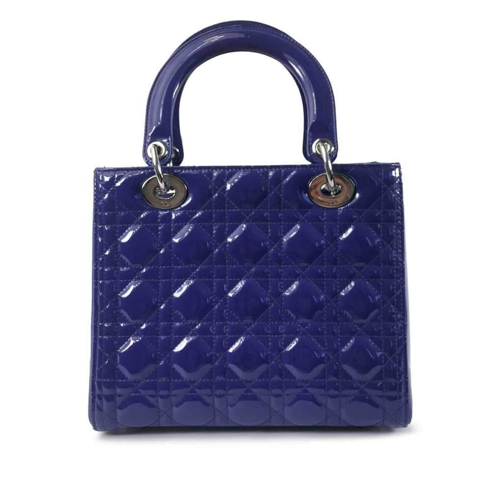 Blue Dior Medium Patent Cannage Lady Dior Satchel - image 3