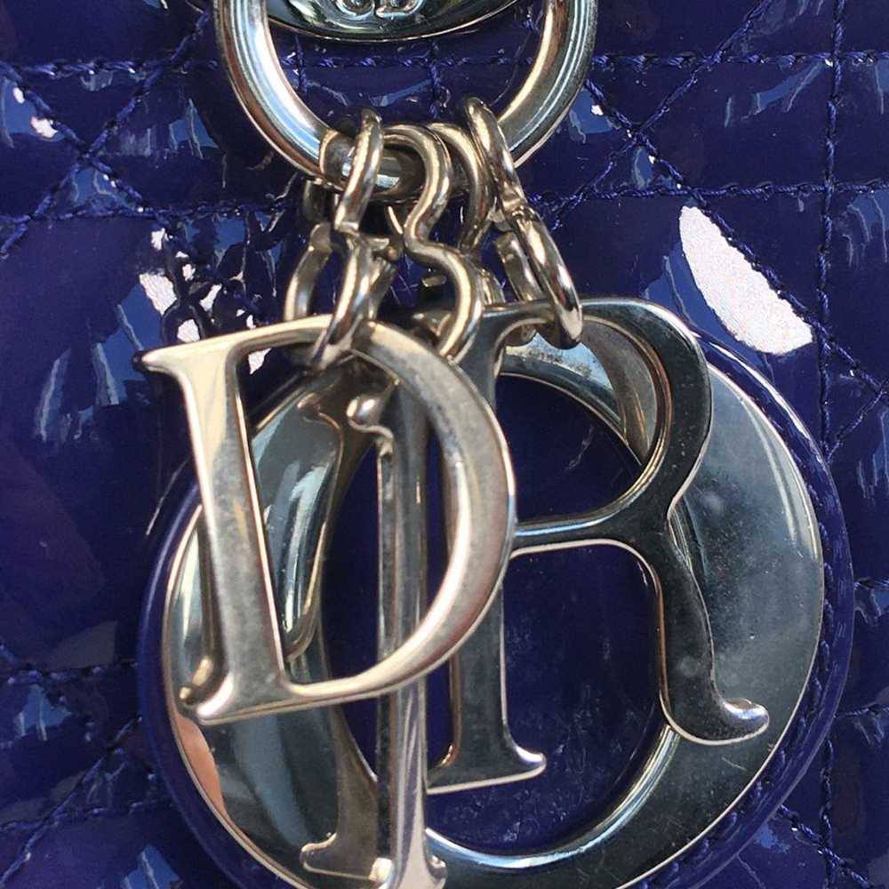 Blue Dior Medium Patent Cannage Lady Dior Satchel - image 8