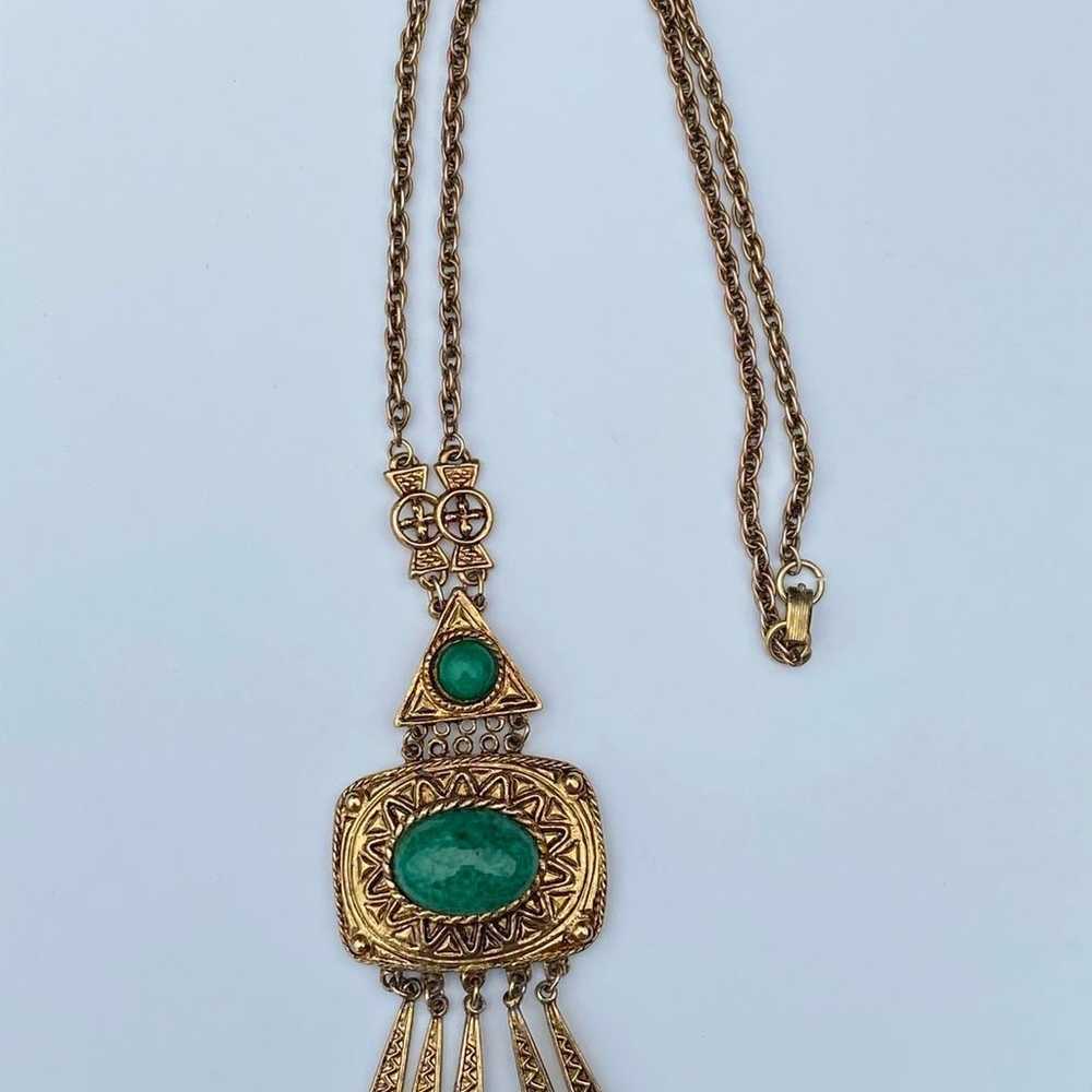 Vintage Egyptian Revival Peking Glass Necklace Ar… - image 3