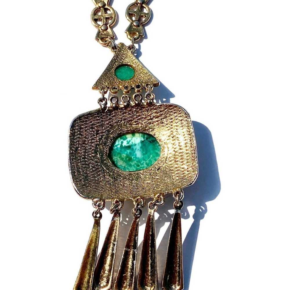 Vintage Egyptian Revival Peking Glass Necklace Ar… - image 4