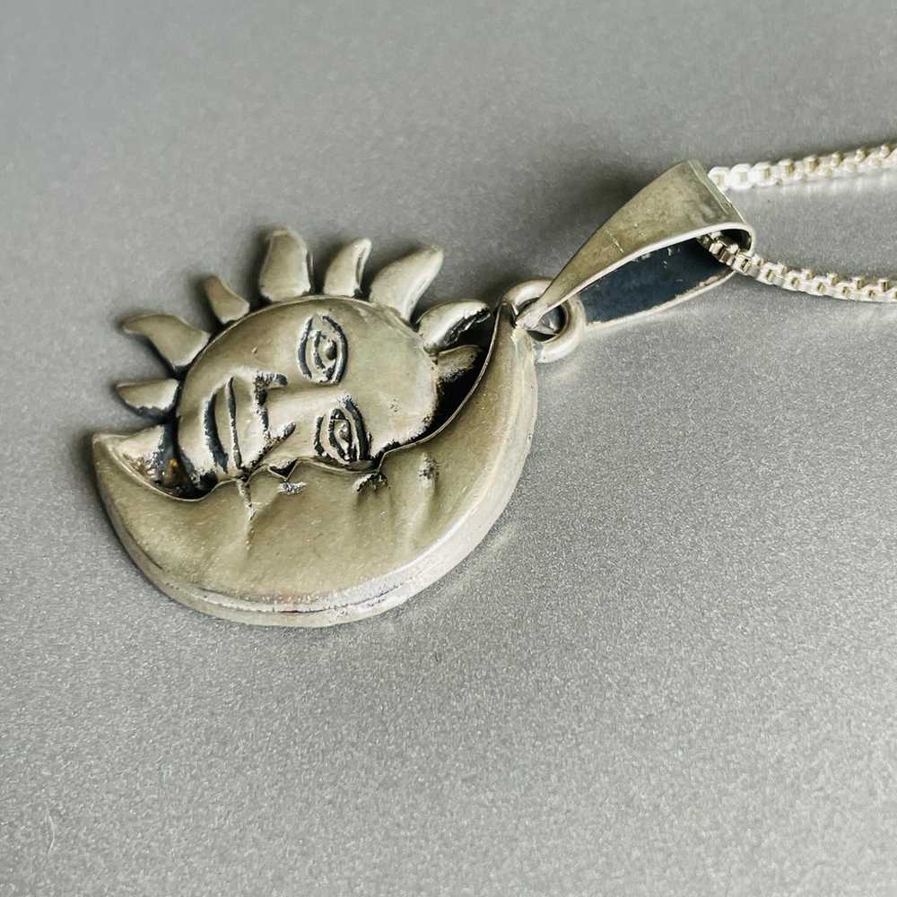 Mexico Sterling Silver Sun & Crescent Moon Face C… - image 3