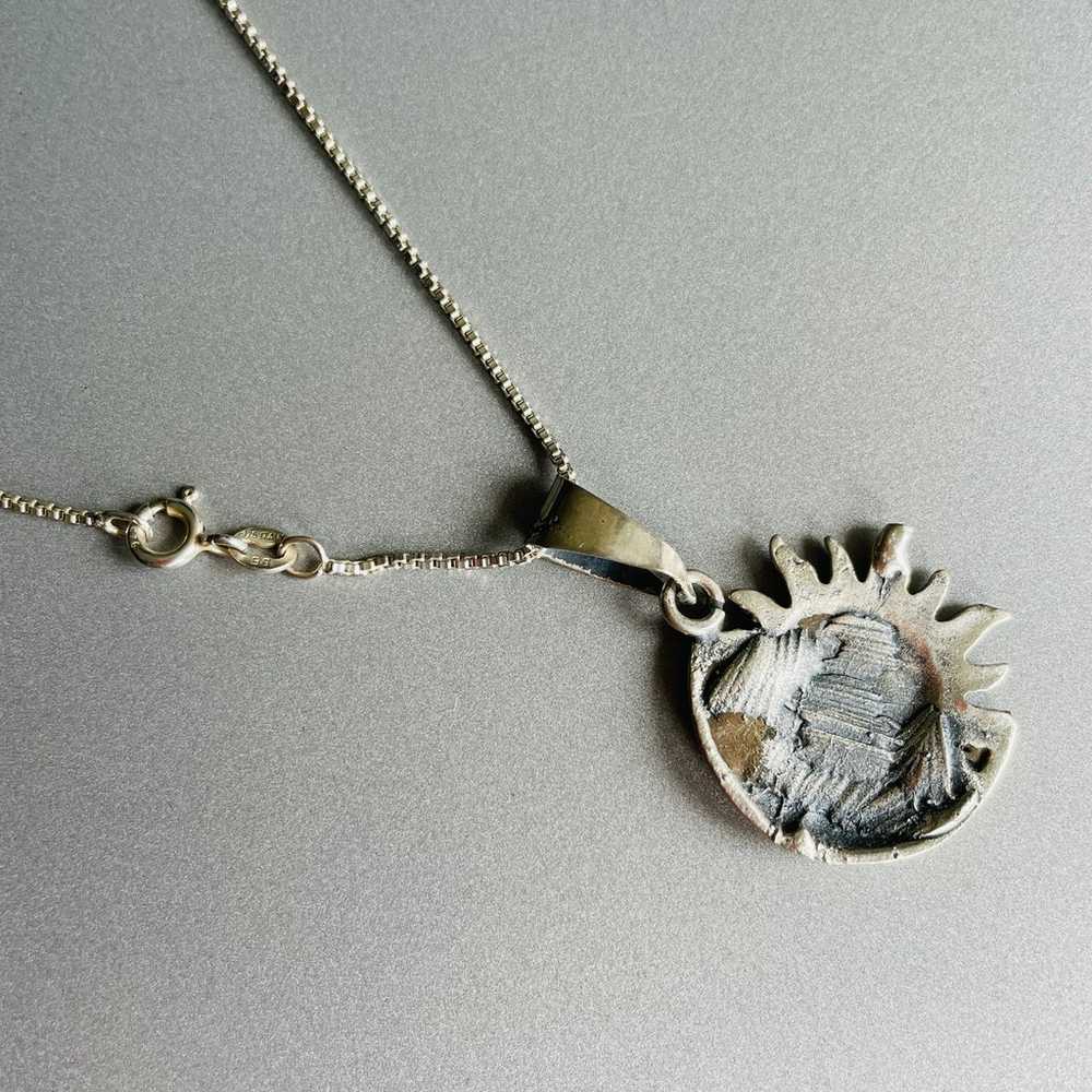 Mexico Sterling Silver Sun & Crescent Moon Face C… - image 5