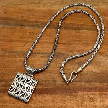 Sterling Silver Scroll Pendant, Byzantine Necklace - image 1