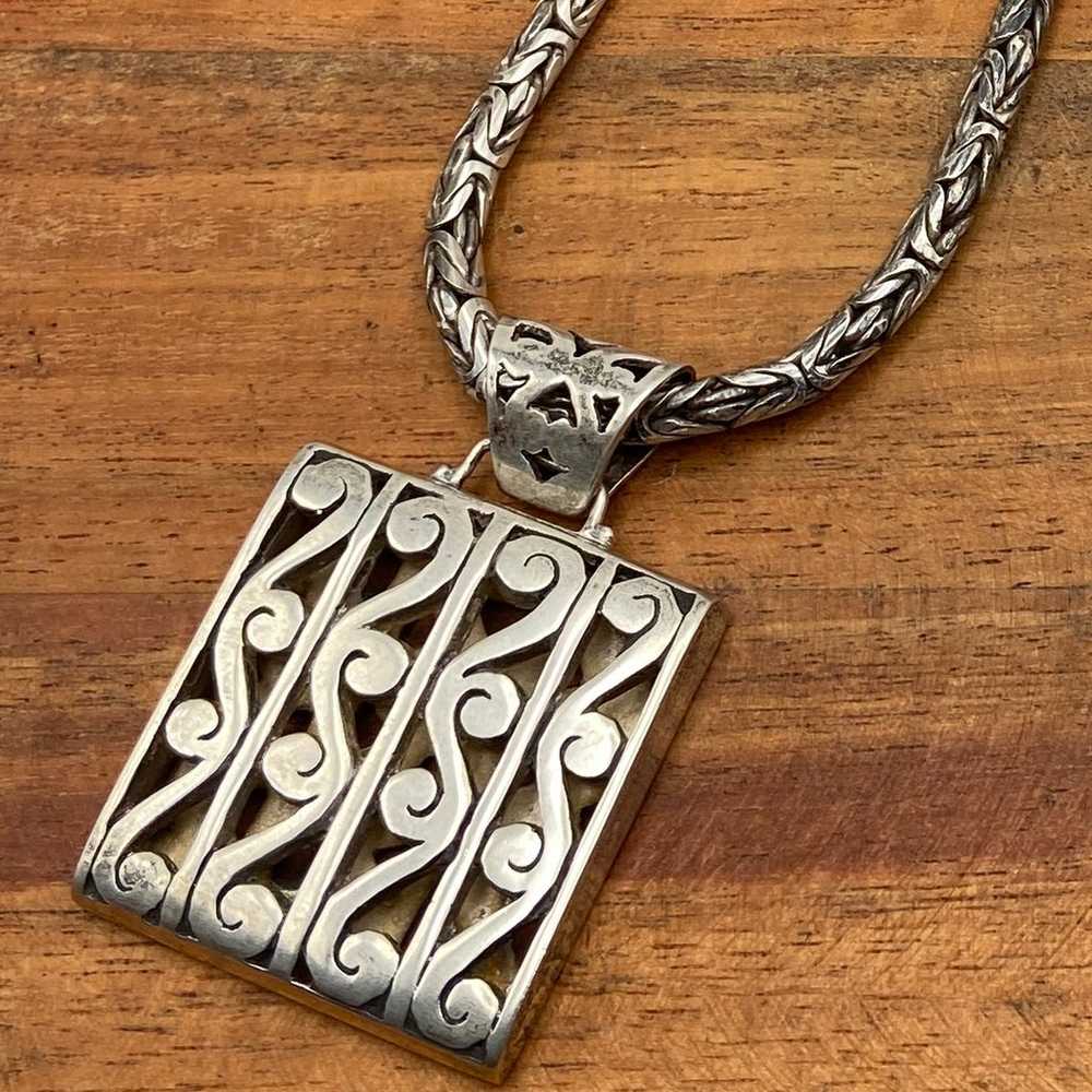 Sterling Silver Scroll Pendant, Byzantine Necklace - image 2