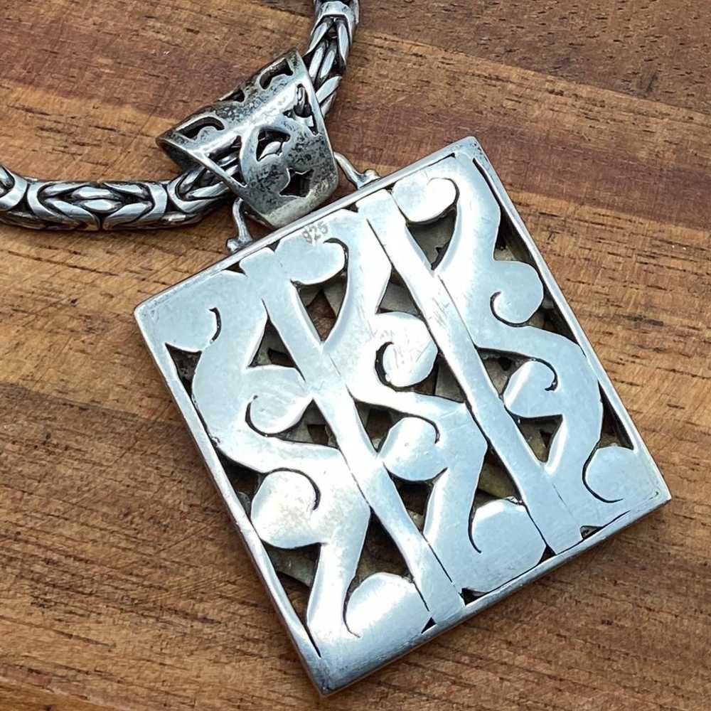 Sterling Silver Scroll Pendant, Byzantine Necklace - image 3