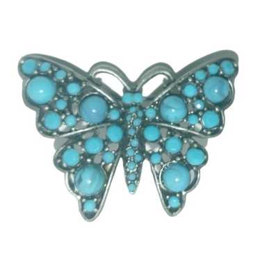 Vintage Turquoise Blue Beautiful Butterfly pin br… - image 1