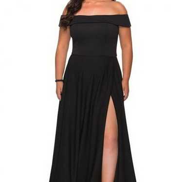 La Femme Curve Black Off the Shoulder Foldover Nec