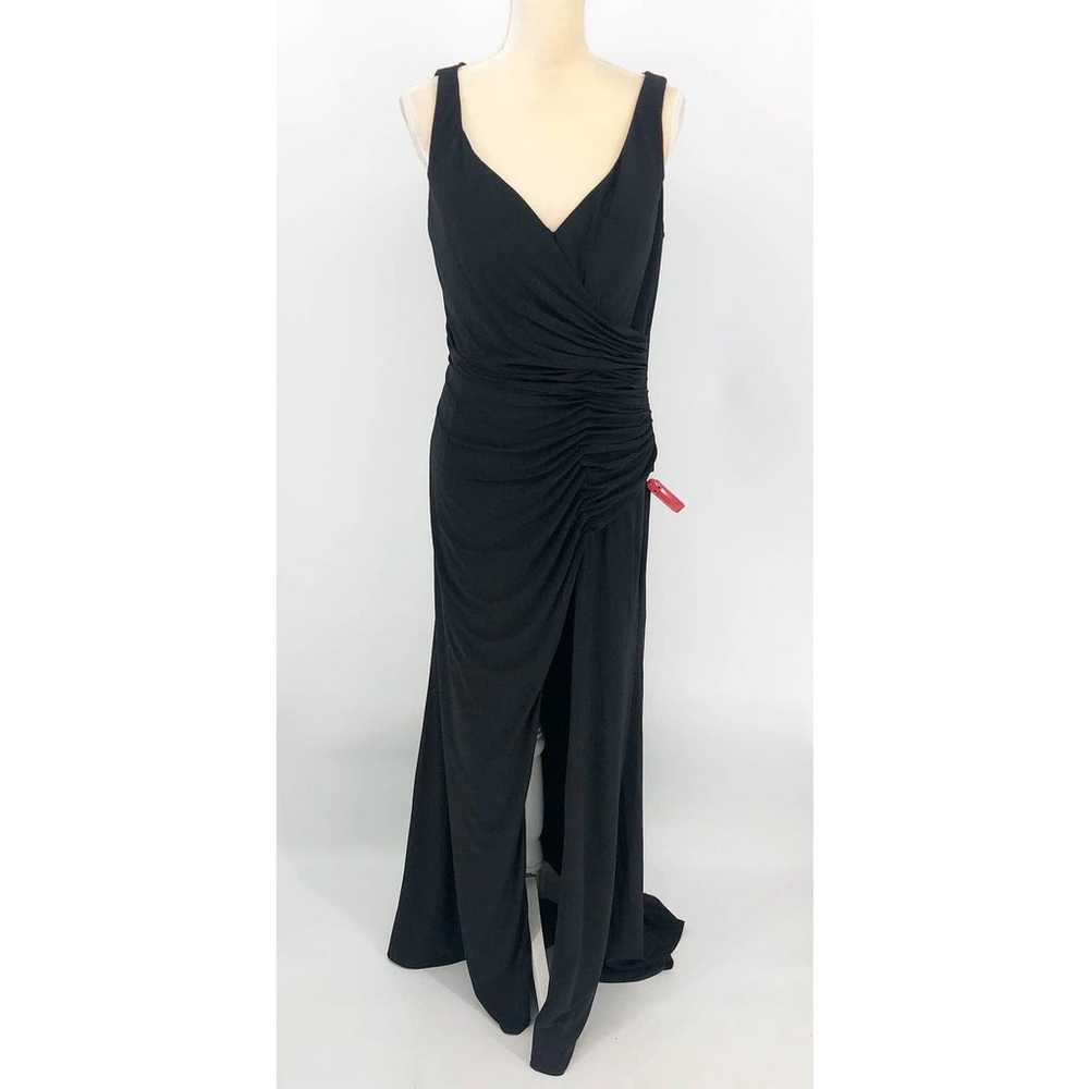 IEENA by MAC DUGGAL Jersey V-Neck Gown 12 Black R… - image 3