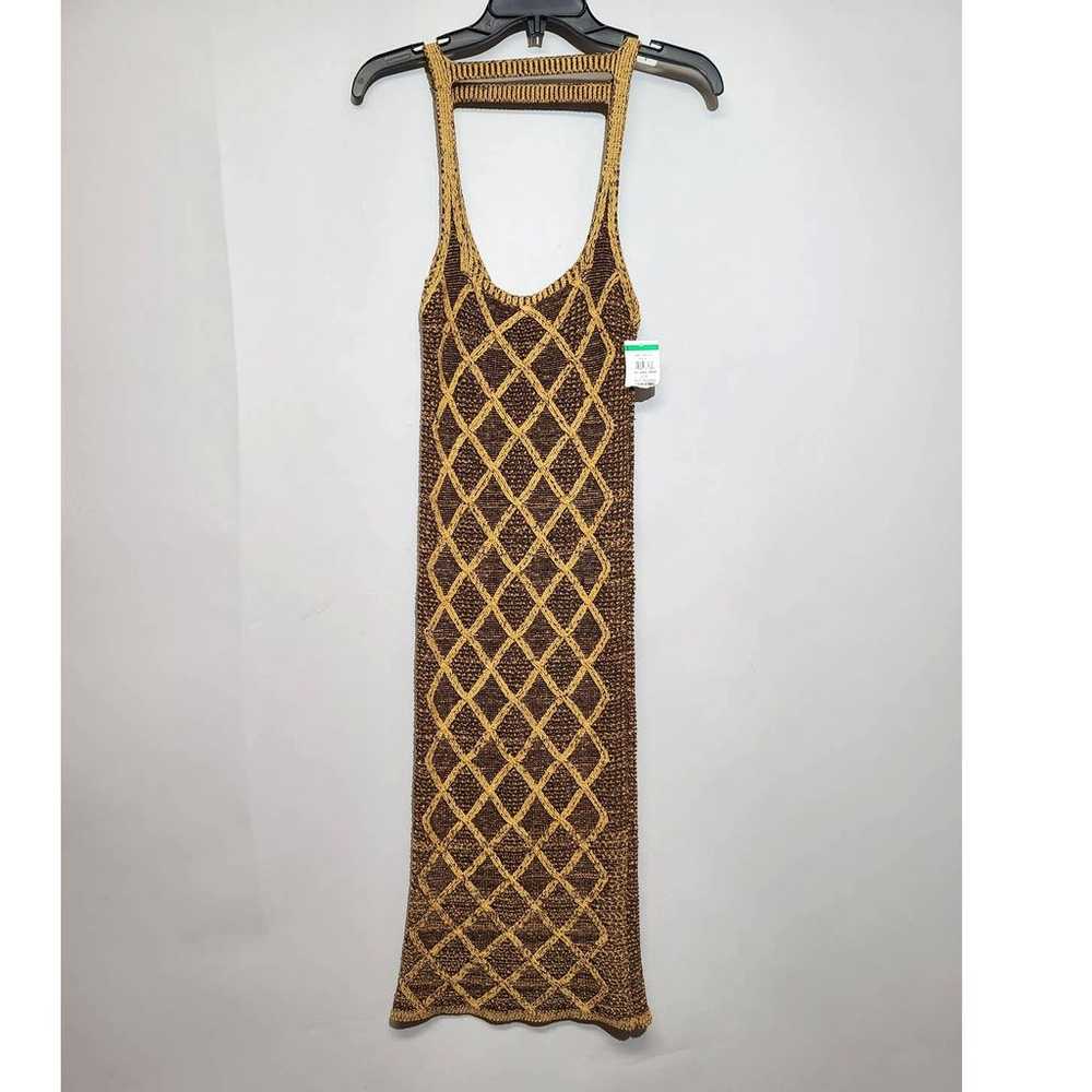 ISA BOULDER Brown & Tan Short Wafer Dress In Tige… - image 2