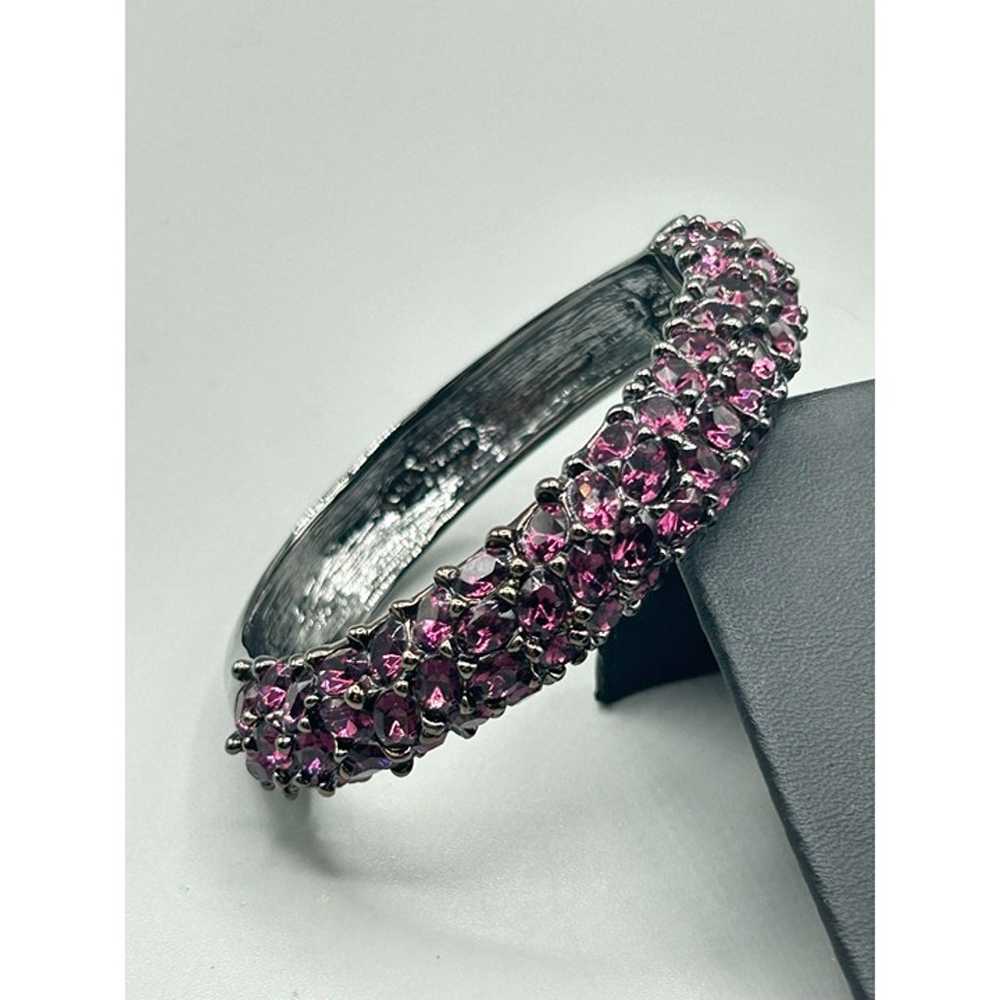 KJL Bangle Bracelet Hot Pink Fuchsia Crystals Cla… - image 2