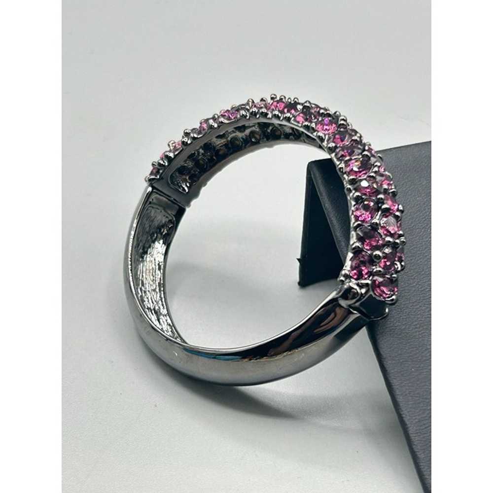 KJL Bangle Bracelet Hot Pink Fuchsia Crystals Cla… - image 4