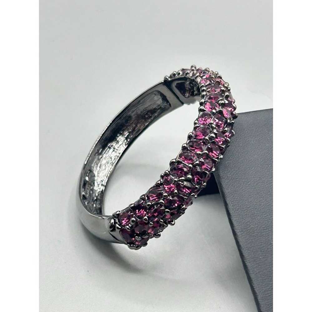 KJL Bangle Bracelet Hot Pink Fuchsia Crystals Cla… - image 5