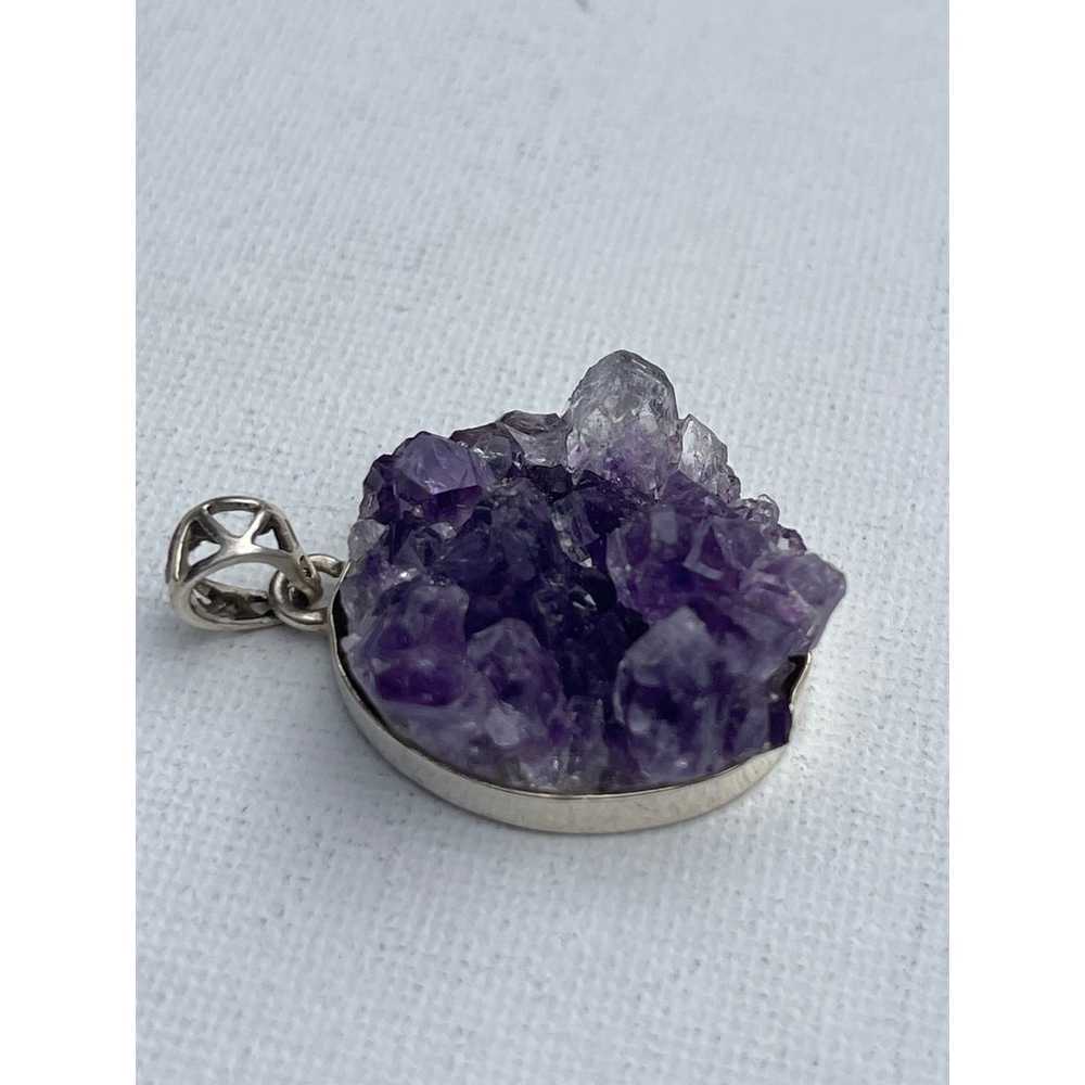 Vintage Amethyst Sterling Silver Pendant - image 2