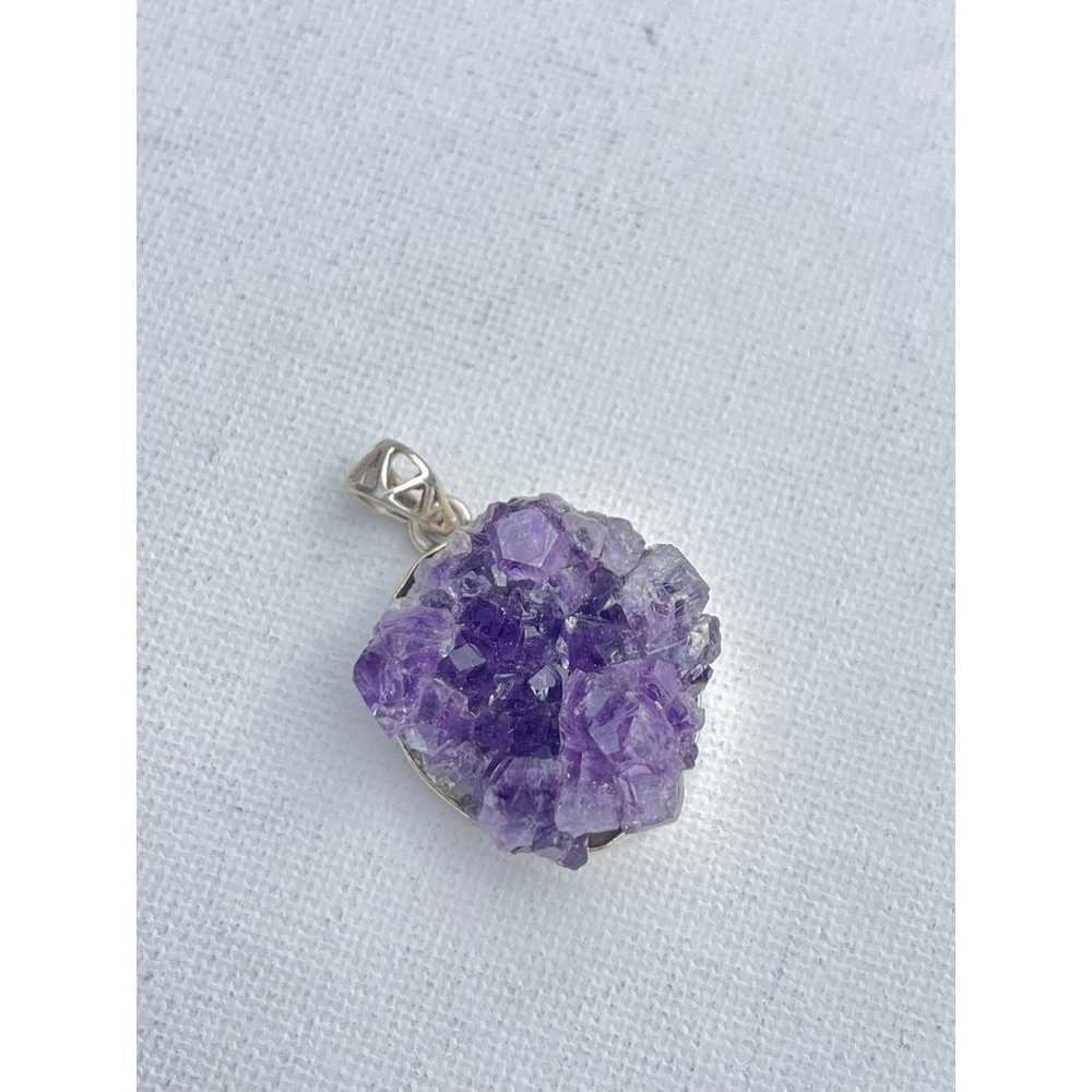 Vintage Amethyst Sterling Silver Pendant - image 3