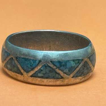 Sterling Silver Turquoise chips Ring Navajo size … - image 1