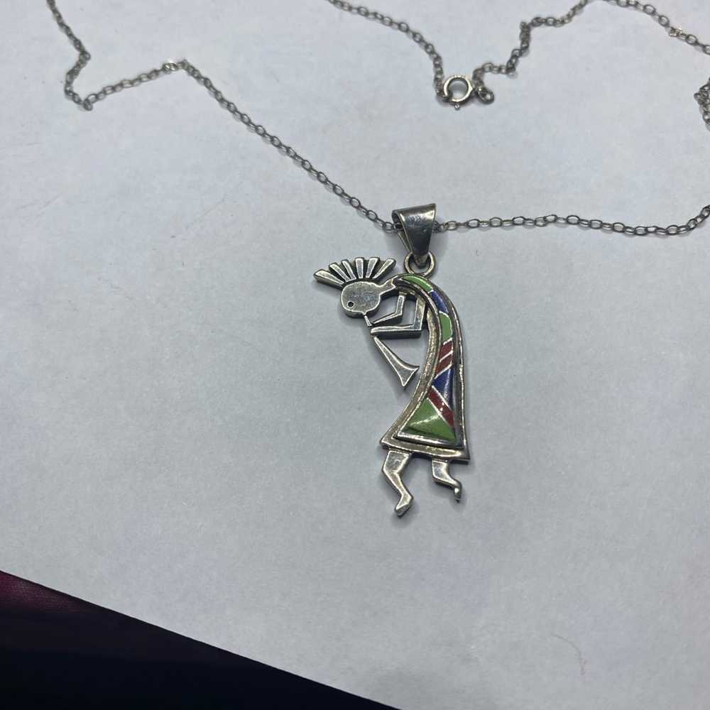 Vintage sterling Navajo necklace - image 2