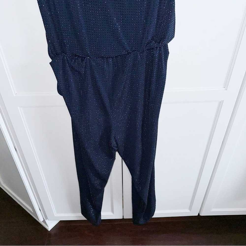 Grayse Jumpsuit Diamond Pave Cowl Neck Navy Stud … - image 10