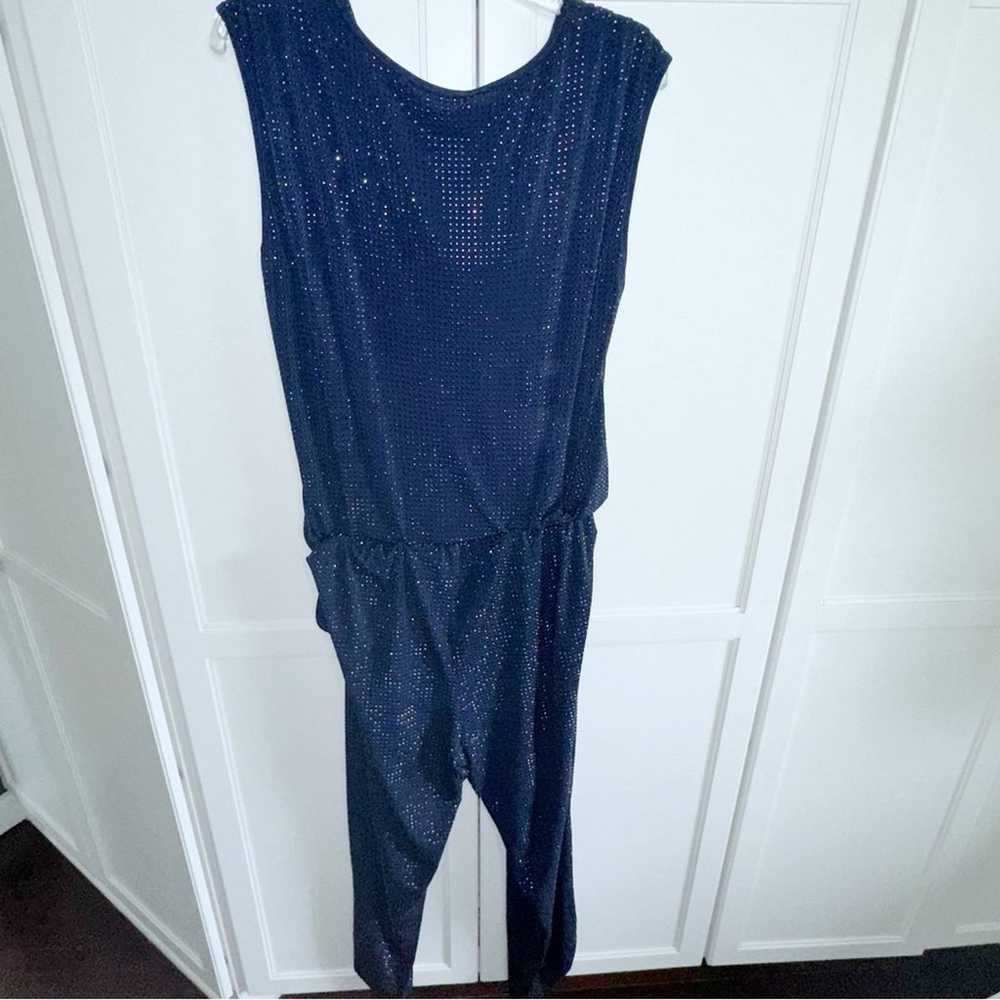 Grayse Jumpsuit Diamond Pave Cowl Neck Navy Stud … - image 3