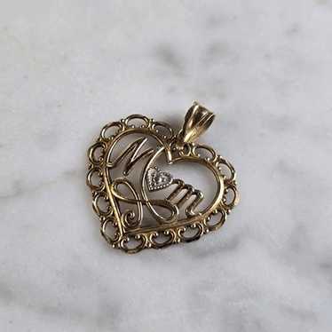 Womens Vintage Estate 10K Yellow Gold Mom Heart Pe