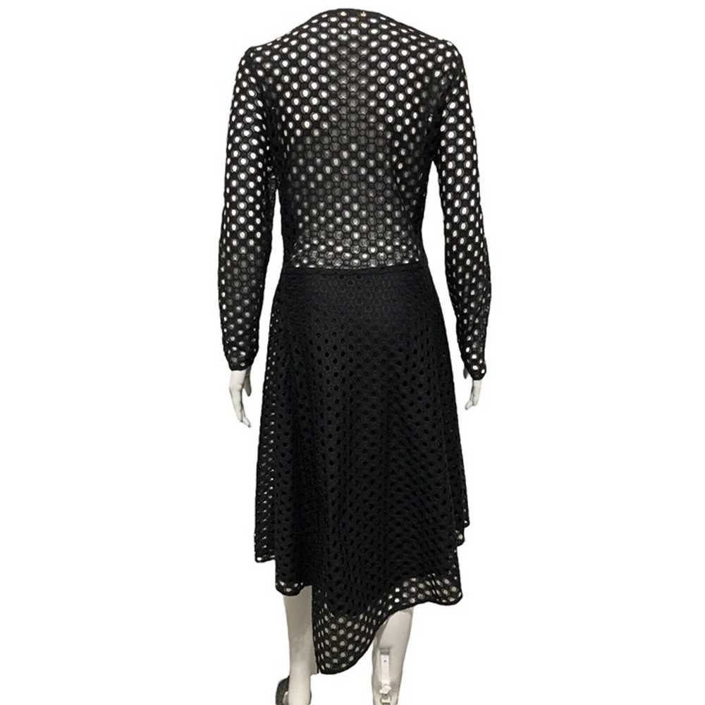 Maje Black Rana Eyelet Asymmetrical A-Line Midi D… - image 2