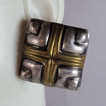 Pr Womens Vintage Estate Sterling Silver w/ Gold T