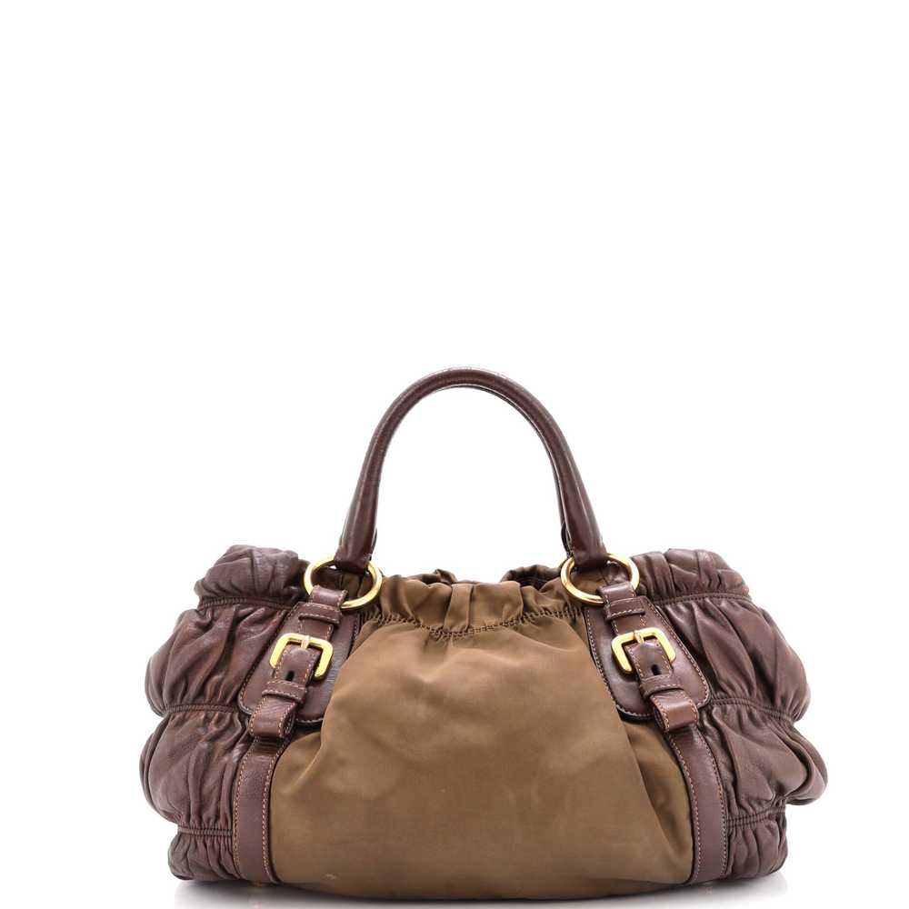 PRADA Gaufre Convertible Satchel Leather and Tess… - image 3