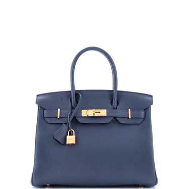 Hermes Birkin Handbag Bleu Nuit Togo with Rose Gol