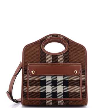 Burberry Pocket Tote Check Canvas with Leather Mi… - image 1