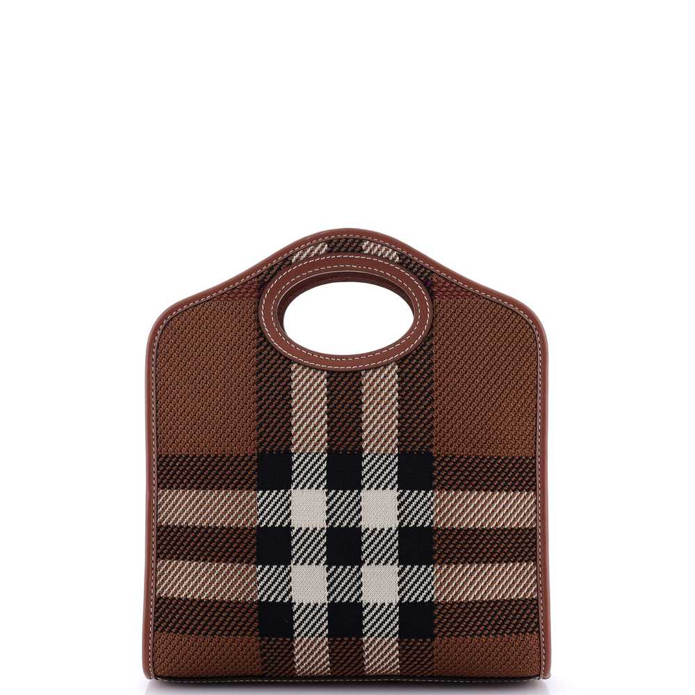 Burberry Pocket Tote Check Canvas with Leather Mi… - image 3