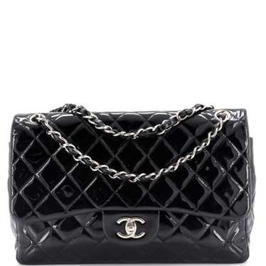 CHANEL Classic Double Flap Bag Quilted Patent Jumb