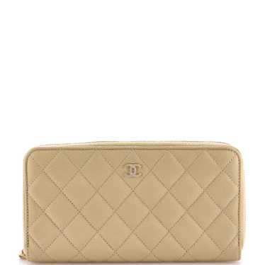 CHANEL Zip Around Wallet Quilted Lambskin Long