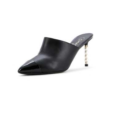 CHANEL Women's Pointed Toe Heeled Mules Leather w… - image 1