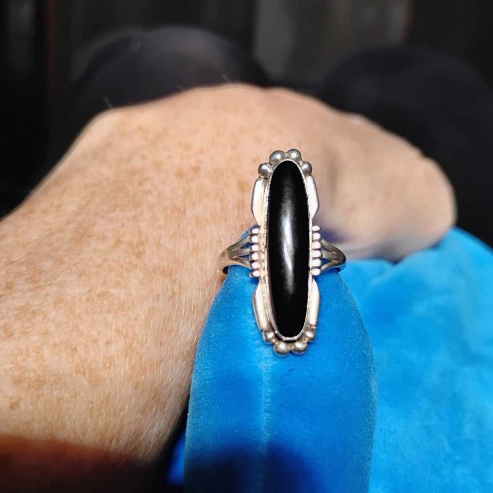 Vintage Anna Begay Onyx  set in Sterling Silver L… - image 1