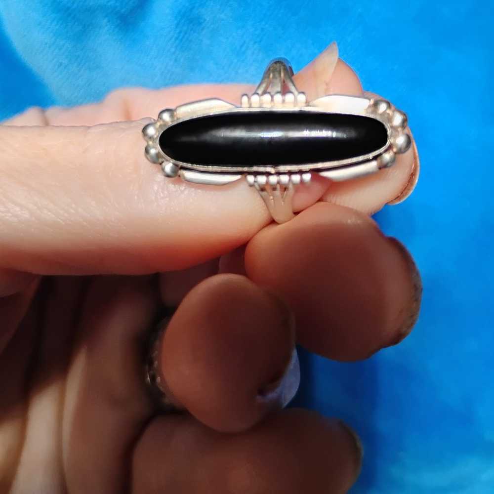 Vintage Anna Begay Onyx  set in Sterling Silver L… - image 6