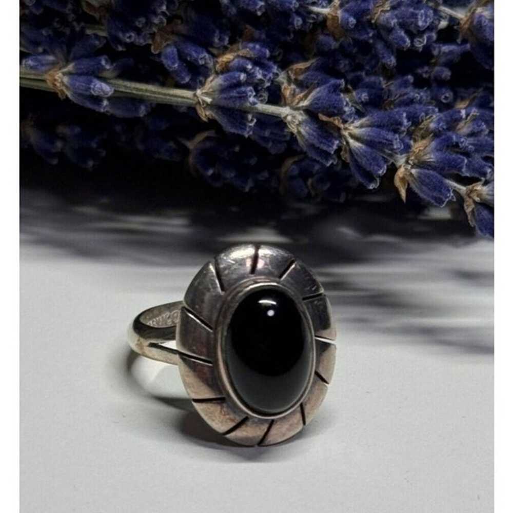 925 STERLING SILVER ONYX RING SIZE 8.5 - image 5