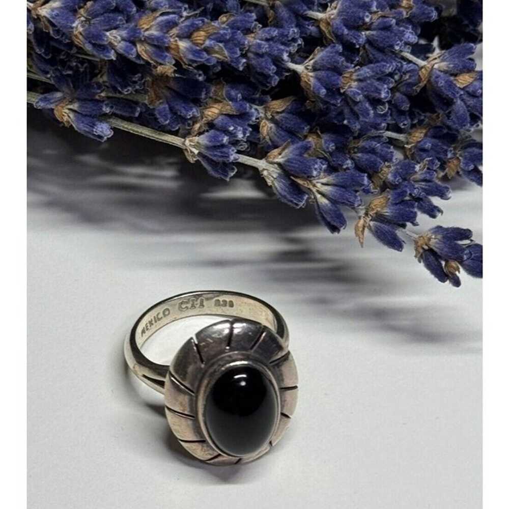 925 STERLING SILVER ONYX RING SIZE 8.5 - image 8