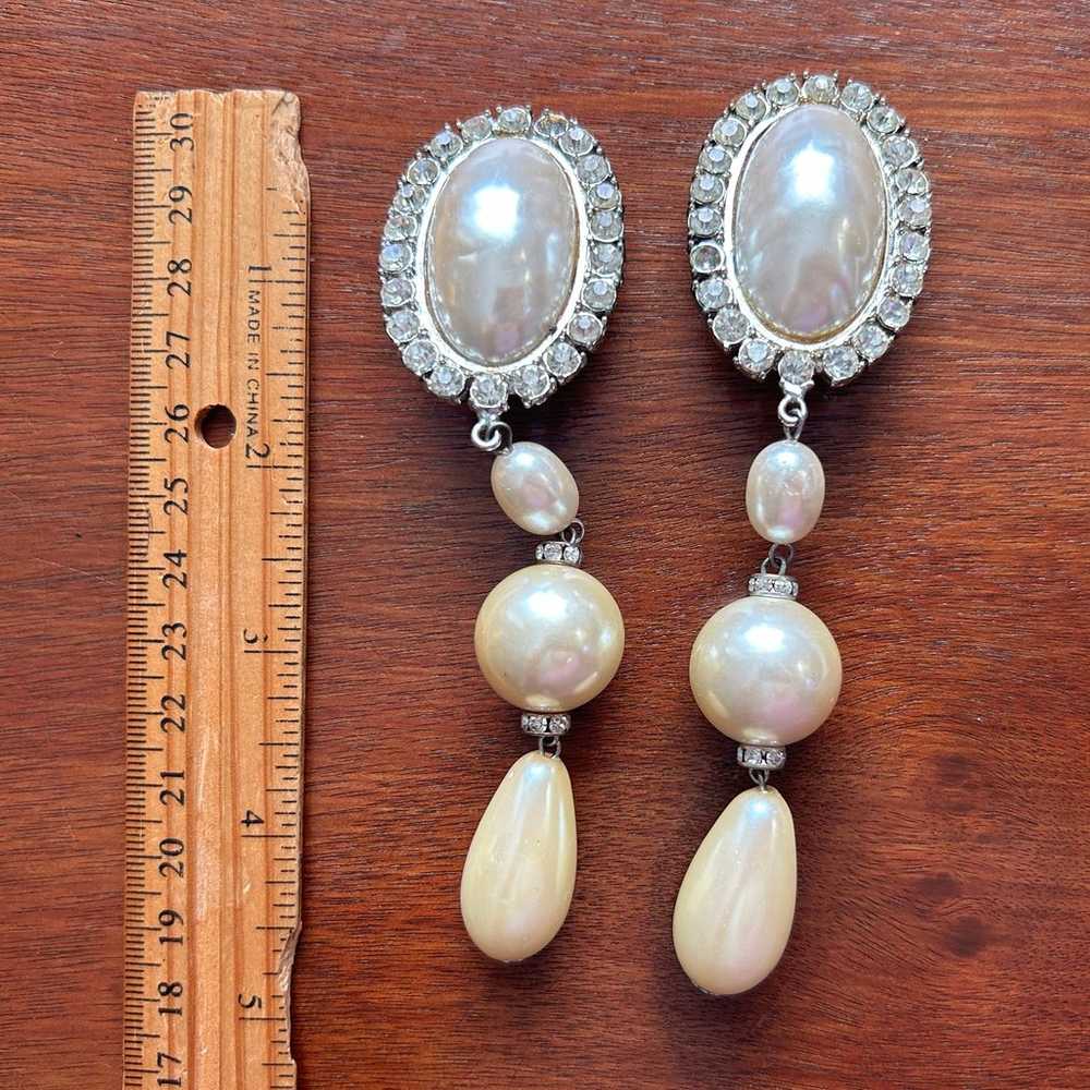 Vintage Lawrence VRBA Rhinestone Baroque Pearl Cl… - image 2