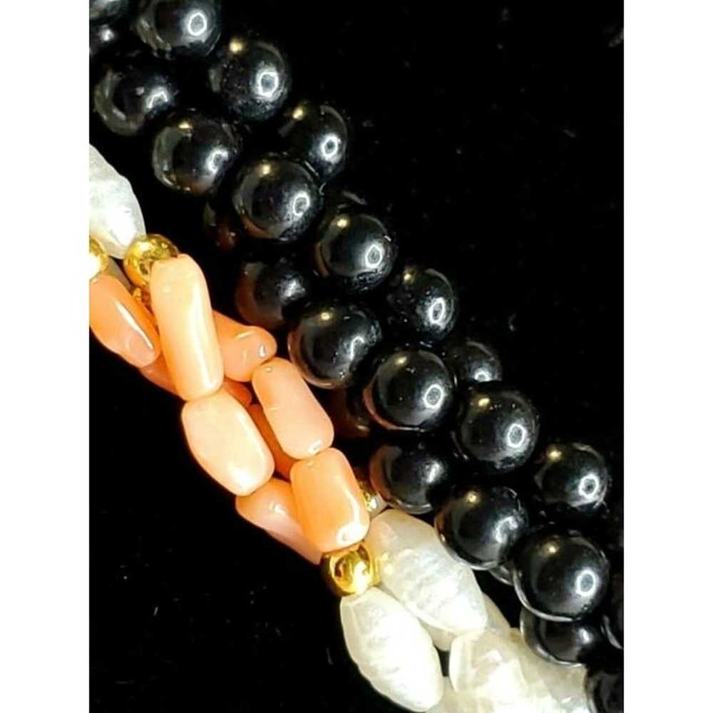 2 Vintage Onyx Genuine Angel Skin Coral Faux Pear… - image 2