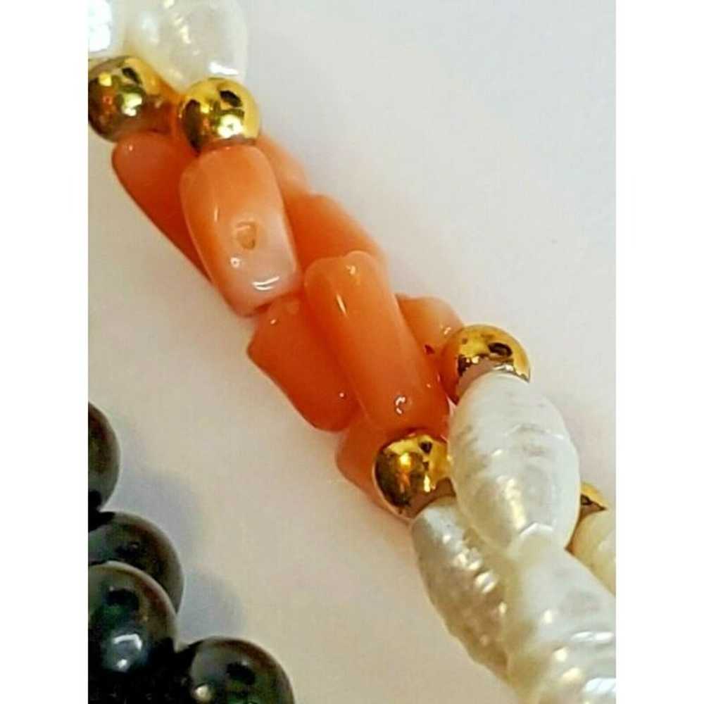 2 Vintage Onyx Genuine Angel Skin Coral Faux Pear… - image 4