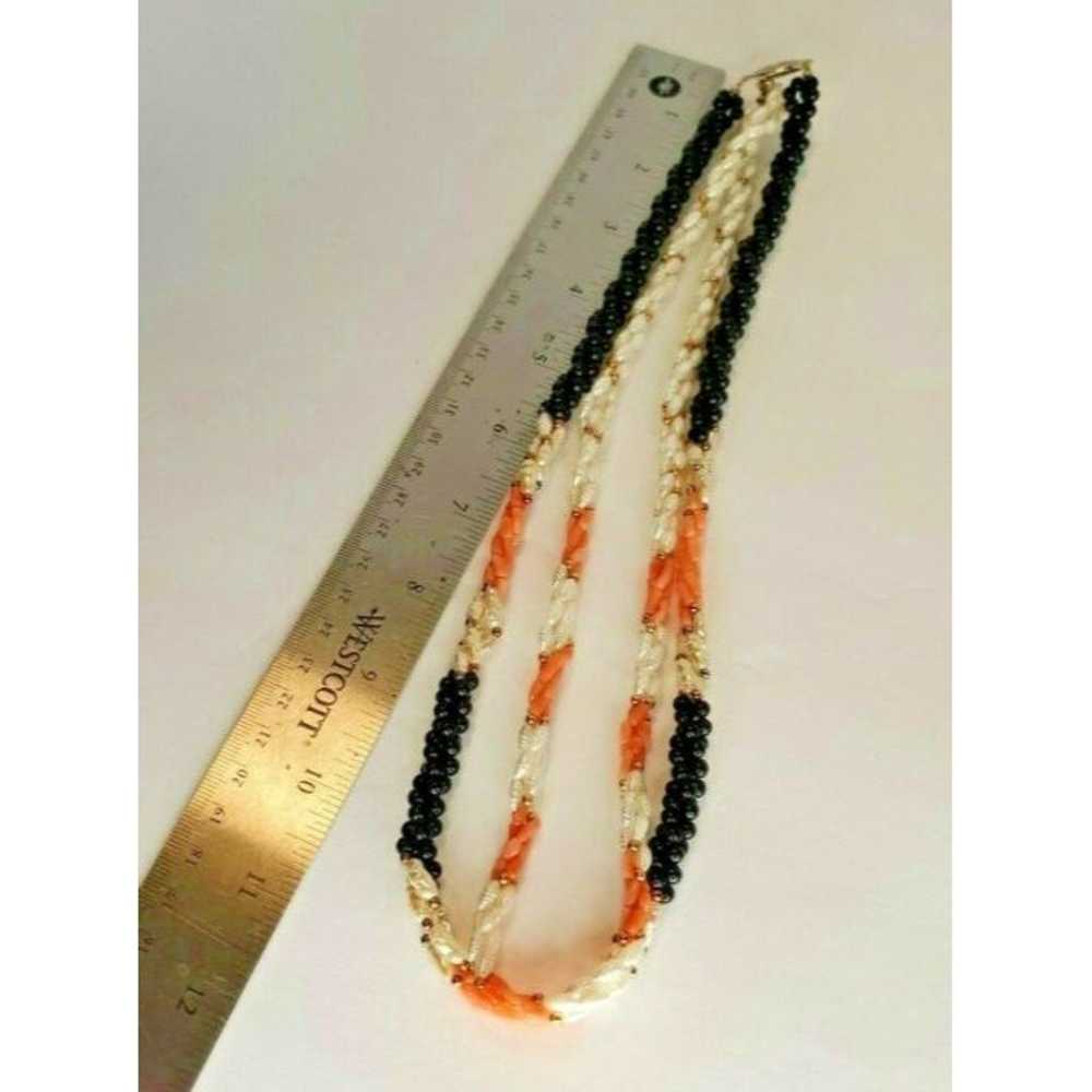 2 Vintage Onyx Genuine Angel Skin Coral Faux Pear… - image 5