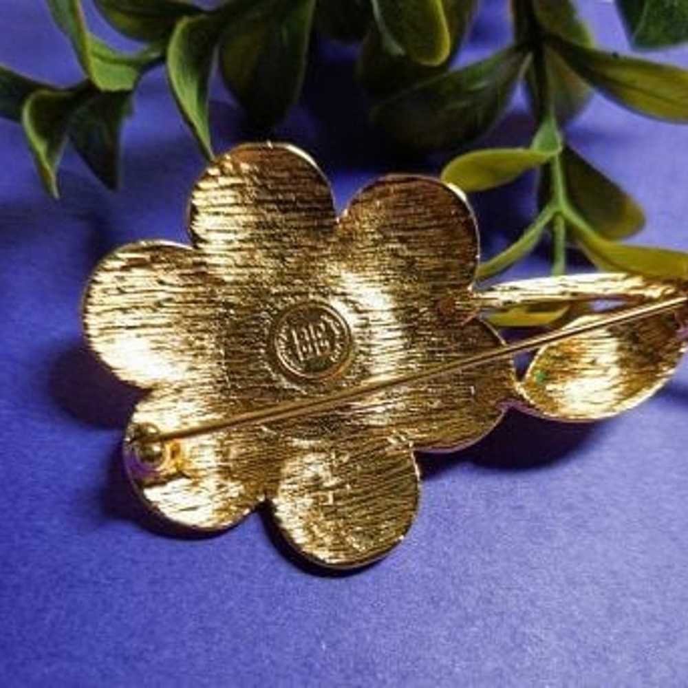 Givenchy Vintage  Gold Tone Flower Brooch - image 2